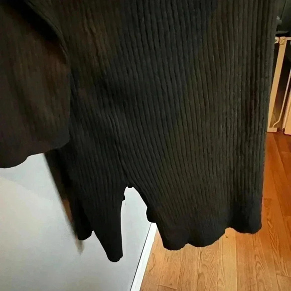 Plus Sized 2 XL Extra Long Black Ribbed Cardigan By Terra & Sky Long Sleeve - Picture 2 of 5